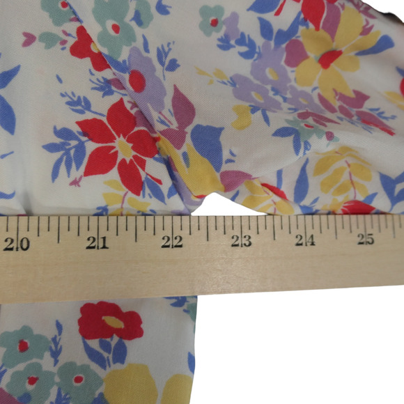 Jones and Co Blouse Womens 1X White Floral V Neck 3/4 Sleeve Peasant Boho - Picture 8 of 13